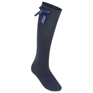 Knee High Socks with Bow - Navy