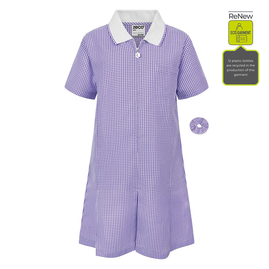 Eco A-Line Gingham Dress PURPLE