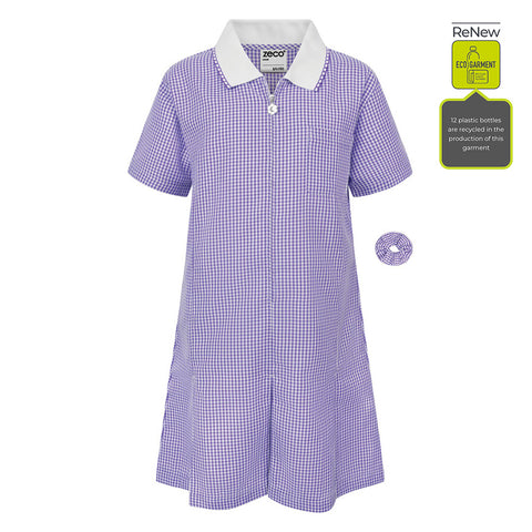 Eco A-Line Gingham Dress PURPLE