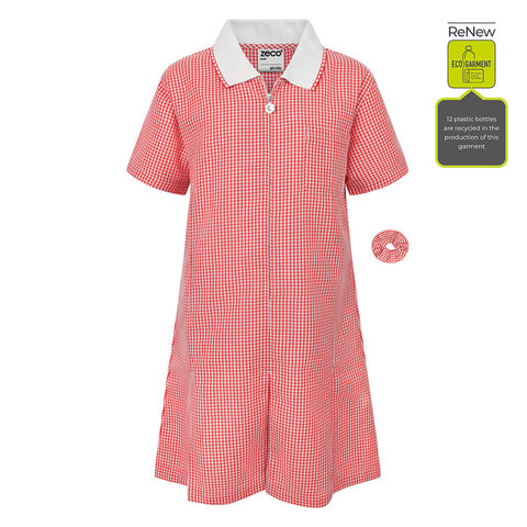 Eco A-Line Gingham Dress RED